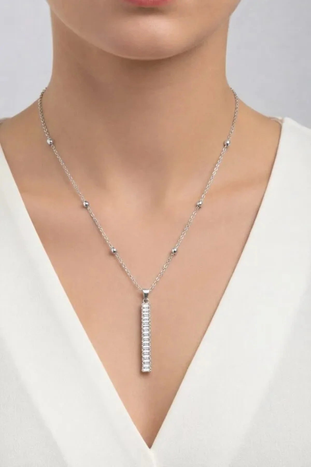 Kolye - Gümüş Baget Model Top Zincir | Çelik