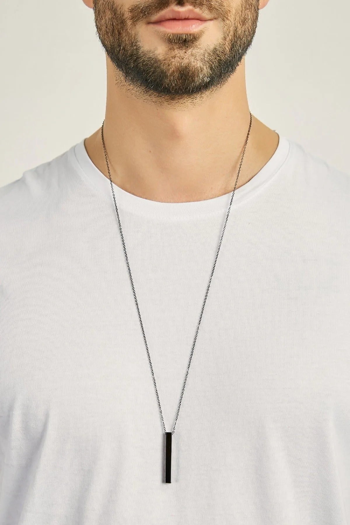 Unisex Siyah Kaplama Çubuk Kolye