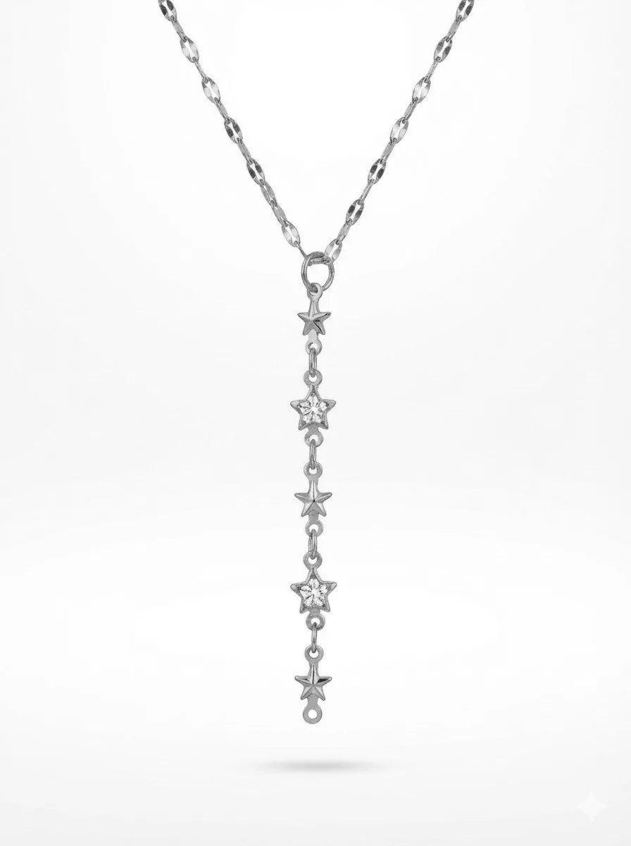 Gümüş Renk Dudak Zincir Yıldız Model Çelik Kolye