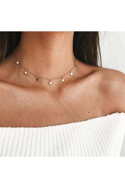 Kolye - Altın Geometrik Yıldız Choker | Modern