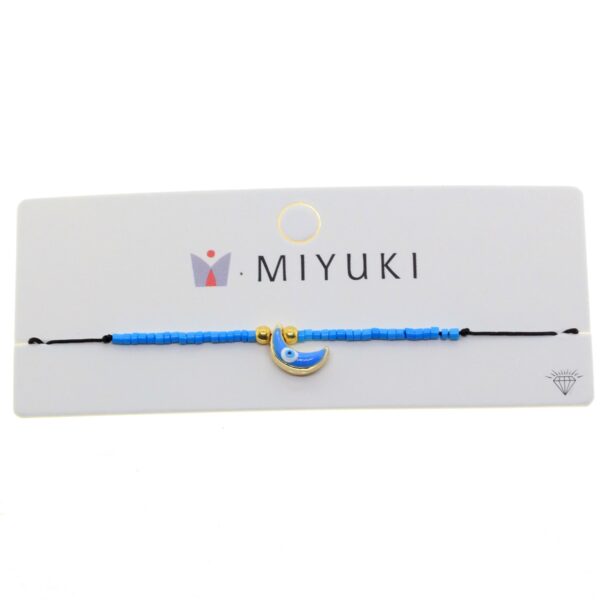 Altın Renk Mavi Mineli Yarım Ay Model Miyuki Bileklik