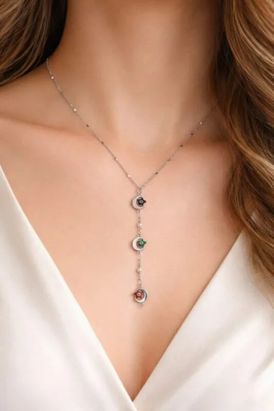 Kolye - Gümüş Ezme Zincir Ay Yıldız | Yeni Sezon Çelik